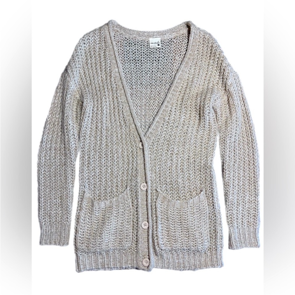 Y2K Full Tilt Over Sized Cream Button Down Cardigan, XS